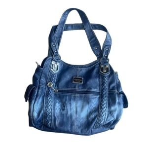 Tye Dye Hobo Bag Faux Leather Angel Barcelo New Small Flaw Multiple Snap Pockets